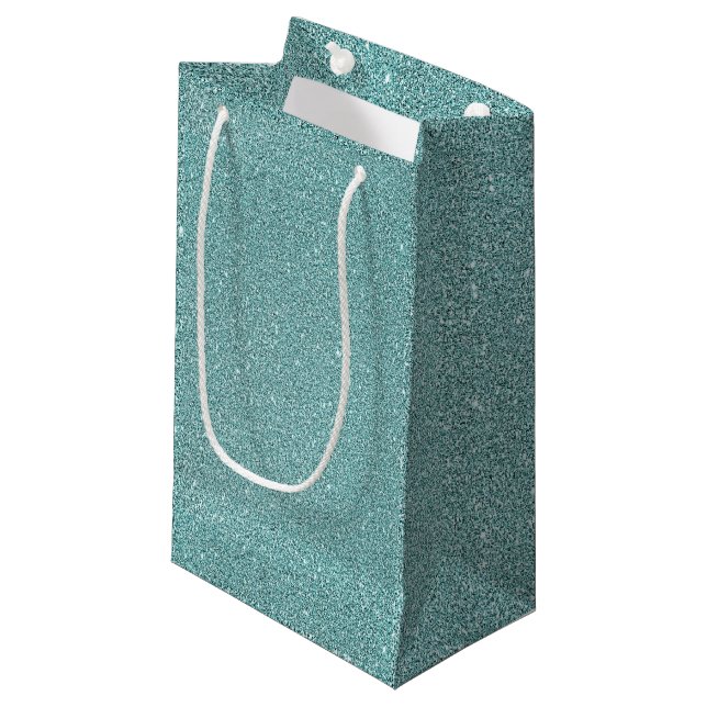 Sacola Para Presentes Pequena Elegante Sage Green Sparkly (Frente inclinada)