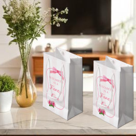 Sacola Para Presentes Pequena Elegante Um Laço Floral 1º Aniversário