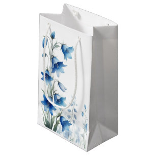 Sacola Para Presentes Pequena Elegantes Flores de Campainhas Azuis