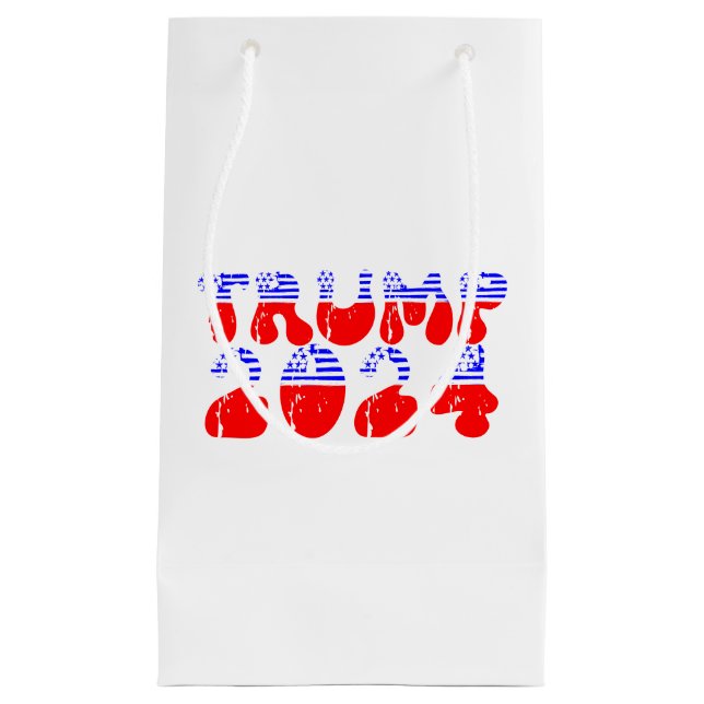 Sacola Para Presentes Pequena Eleição Patriótica de Groovy Trump 2024 (Frente)