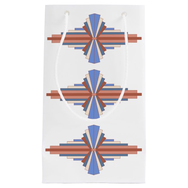 Sacola Para Presentes Pequena Elementos de arte deco em ouro rosa e azul (Frente)