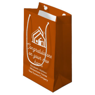 Sacola Para Presentes Pequena Empresa de Imóveis Laranja Corretor Personalizado