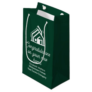 Sacola Para Presentes Pequena Empresa de Imóveis Verde Corretor Personalizado