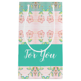 Sacola Para Presentes Pequena Ênfase de Padrão Floral Rosa