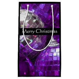 Sacola Para Presentes Pequena Enfeites roxos de Natal preto pequeno