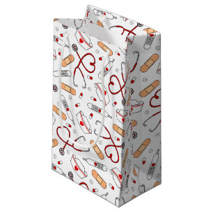 Sacola Para Presentes Pequena Enfermeira Amor Fundo Branco Impressão