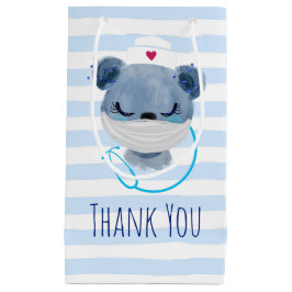 Sacola Para Presentes Pequena Enfermeira de Urso Bonito Vestindo uma Máscara Méd