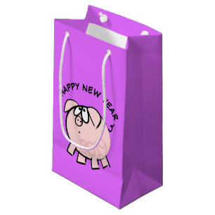 Sacola Para Presentes Pequena Engraçado 4 Cartoons - Porco Ano 2019 - Pequeno Sa