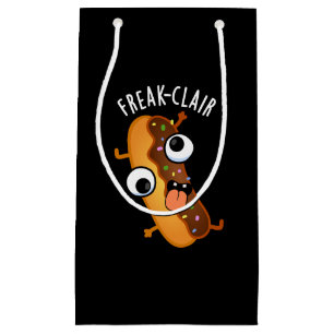 Sacola Para Presentes Pequena Engraçado Funny Eclair Pun Dark BG
