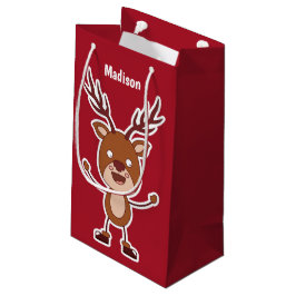 Sacola Para Presentes Pequena Engraçado Reindeer nome personalizado e bolsa de p