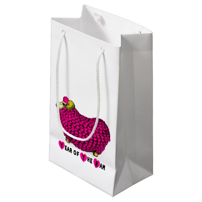 Sacola Para Presentes Pequena Engraçado Rosa Rosa, Ano Chinês Zodiodt S Gift Bag (Frente inclinada)