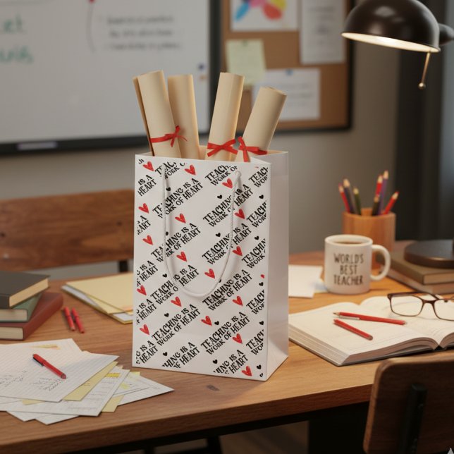 Sacola Para Presentes Pequena Ensinar é uma obra de coração (Criador carregado)