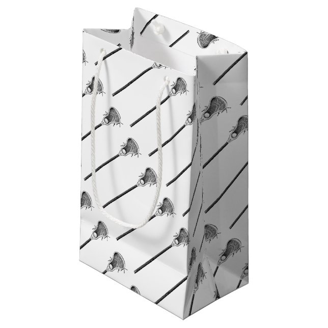 Sacola Para Presentes Pequena Equipe de Lacrosse (Frente inclinada)