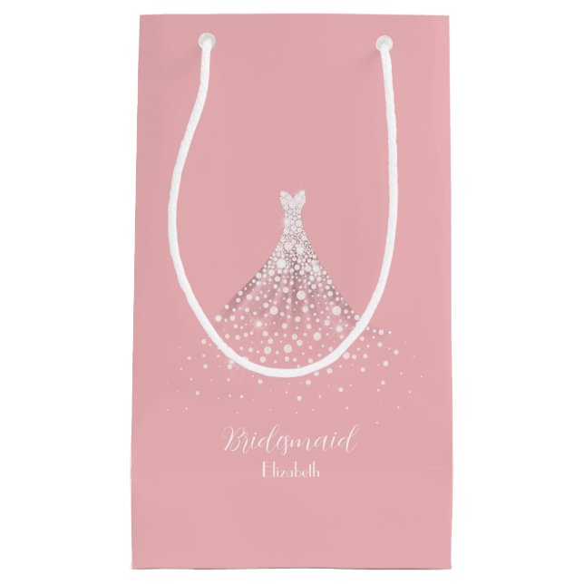 Sacola Para Presentes Pequena Equipe Elegante de Diamond Dress Rosa (Frente)