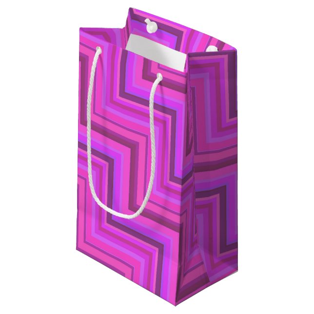 Sacola Para Presentes Pequena Escada de faixas rosa (Frente inclinada)