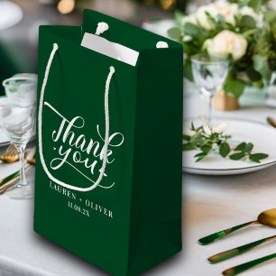 Sacola Para Presentes Pequena Esmeralda Verde Agradecimento de Casamento Minim