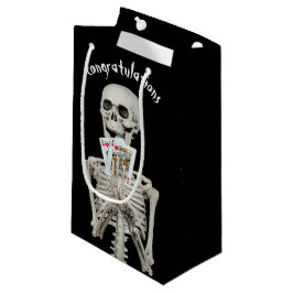 Sacola Para Presentes Pequena Esqueleto de Casamento de Halloween de parabéns