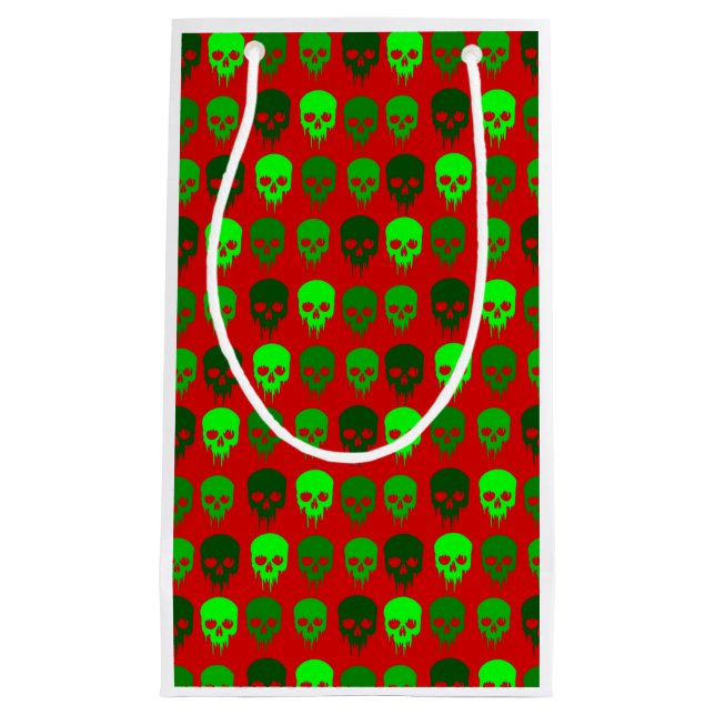 Sacola Para Presentes Pequena esqueleto gótico de natal (Frente)