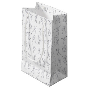 Sacola Para Presentes Pequena Esqueletos do Halloween dançantes - brancos