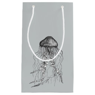 Sacola Para Presentes Pequena Esquema de desenho do lápis preto e branco da água