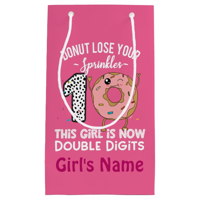 Sacola Para Presentes Pequena Esta garota agora tem dois dígitos na Rosquinha de (Frente)