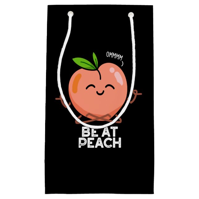 Sacola Para Presentes Pequena Esteja No Peach Engraçado Fruta Pun Dark BG (Frente)