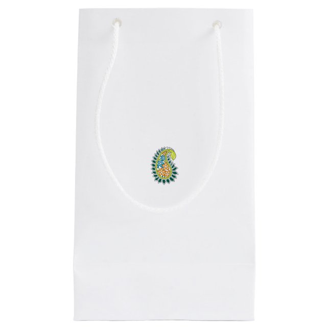 Sacola Para Presentes Pequena Estilo Decorativo, Verde Azul Escuro, Wattle (Frente)