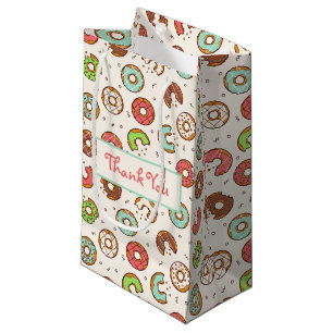 Sacola Para Presentes Pequena Estilo Retro Fofo Padrão de Donut Colorido Obrigad