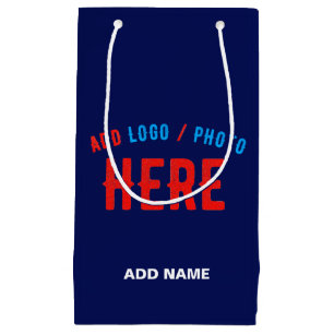 SACOLA PARA PRESENTES PEQUENA ESTILOSO MODERNO AZUL NAVY PERSONALIZADO VERIFICAD