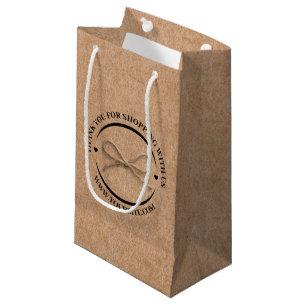 Sacola Para Presentes Pequena estiloso obrigado negócios kraft arco marrom chiqu