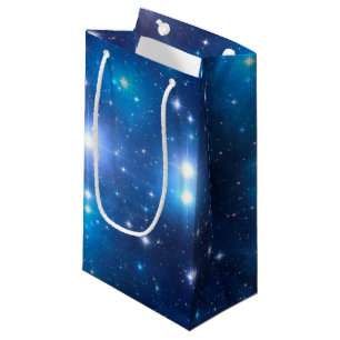 Sacola Para Presentes Pequena Estrelas azuis do universo + suas ideias