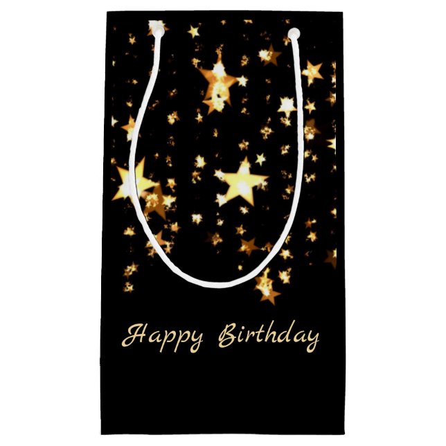 Sacola Para Presentes Pequena Estrelas Douradas (Frente)