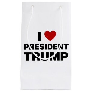 Sacola Para Presentes Pequena Eu amo o presidente Trump Heart