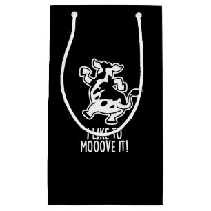Sacola Para Presentes Pequena Eu Gosto De Me Moover Engraçada Vaca Pun Dark BG