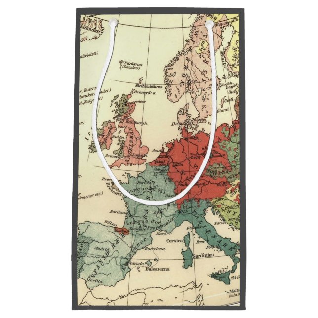Sacola Para Presentes Pequena Europa Mapeia Países da Antiguidade Mundial (Frente)