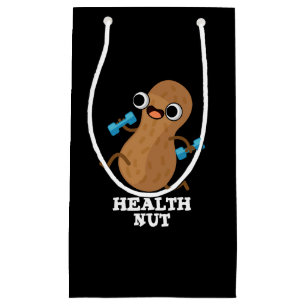 Sacola Para Presentes Pequena Exercício Engraçado de Nut Saúde Peanut Pun Dark B