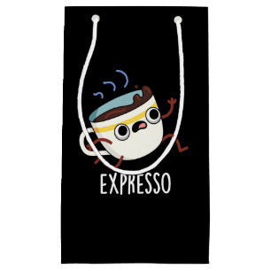 Sacola Para Presentes Pequena Expresso Engraçado Executando Café Pun Dark BG