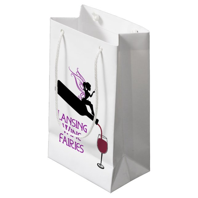Sacola Para Presentes Pequena Fadas de Vinho de Lansing (Frente inclinada)
