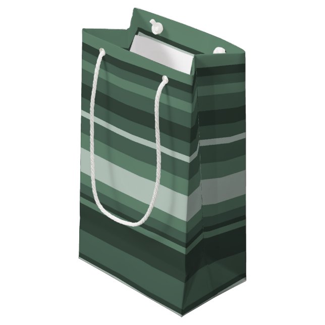 Sacola Para Presentes Pequena faixas verdes de sábado (Frente inclinada)