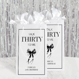 Sacola Para Presentes Pequena Fale 30 para mim, aniversário de 30 anos preto sim