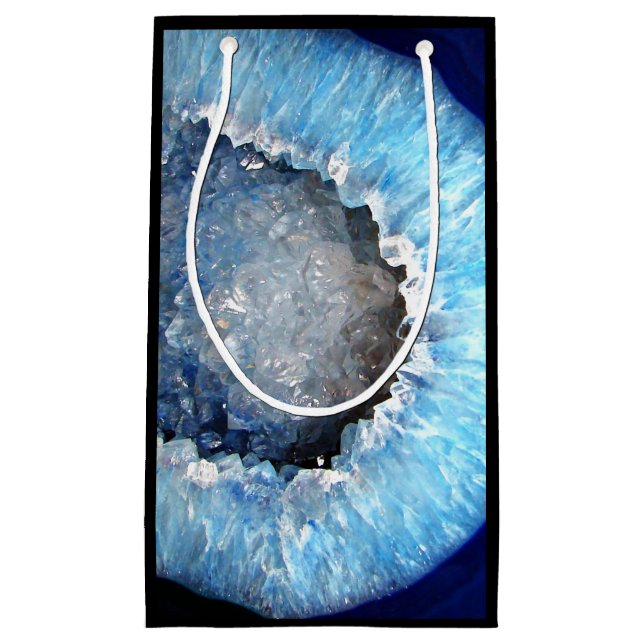Sacola Para Presentes Pequena Falln Geode de cristal azul (Frente)