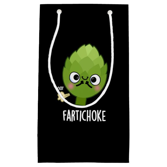 Sacola Para Presentes Pequena Fartichoke Funny Farting Artichoke Pun Dark BG (Frente)