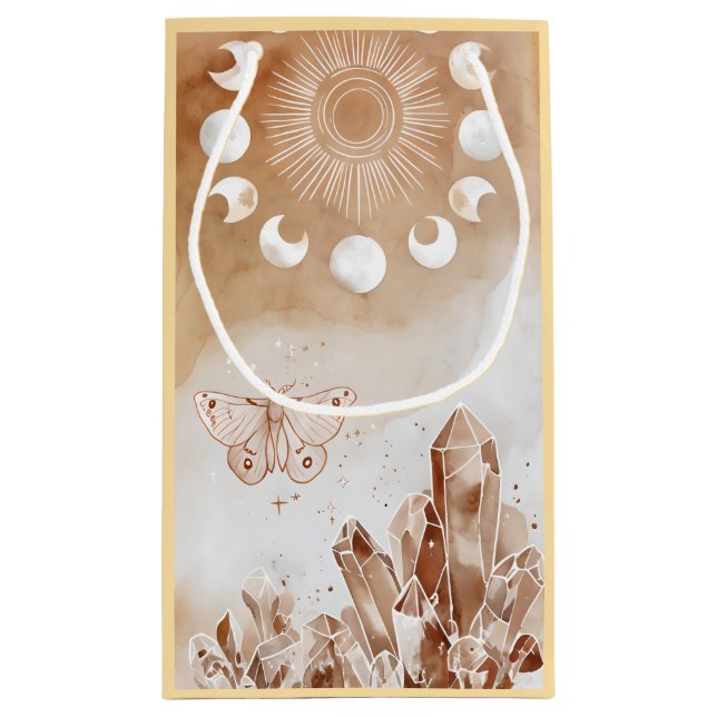 Sacola Para Presentes Pequena Fases da Lua e Mariposa (Verso)