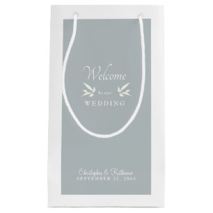 Sacola Para Presentes Pequena Favor de Boas-vindas do Casamento Azul Moderno