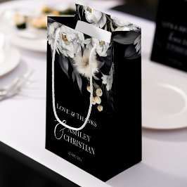 Sacola Para Presentes Pequena Favor de casamento de boho elegante preto e branco