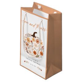 Sacola Para Presentes Pequena Favor de Chuveiro de Noiva de Abóbora Floral de Ou