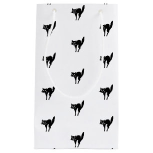 Sacola Para Presentes Pequena Favoritos de padrão preto e branco do gato preto