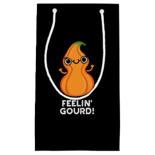 Sacola Para Presentes Pequena Feelin Gourd Engraçado Veggie Pun Dark BG
