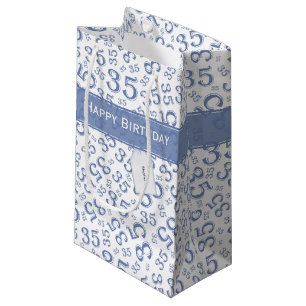 Sacola Para Presentes Pequena Feliz 35º aniversário Número Padrão Azul/Branco