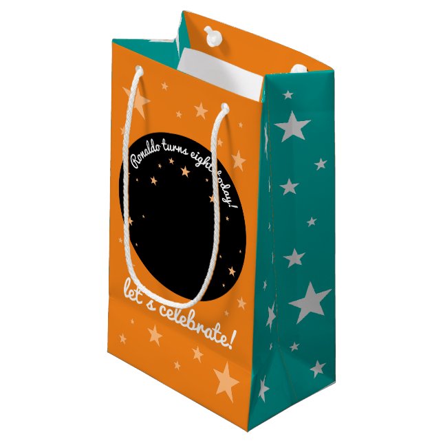 Sacola Para Presentes Pequena Feliz Aniversário Bonito Alpacas em Serapos Teais (Frente inclinada)